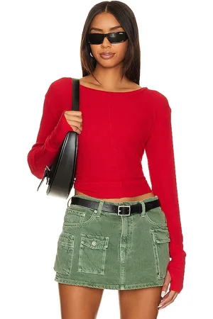 Bobi Cropped Long Sleeve Top in . Size M, S, XL, XS.