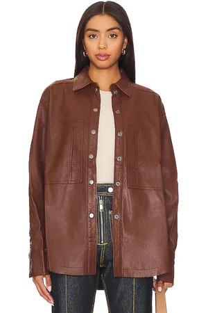 Free People Easy Rider Faux Leather Shacket in . Size XL.