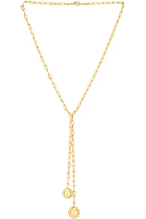 By Adina Eden Double Ball Link Drop Lariat Necklace in .