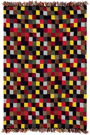 Beams Hand Knit 2 Layer Patchwork Scarf in .