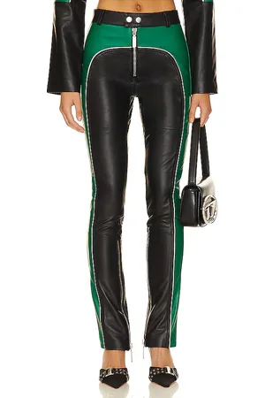 Camila Coelho Biker Leather Pants in Green,Black. Size XXS.