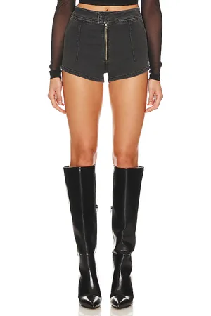Free People X We The Free Honeycomb Denim Brief In Graphite in . Size 28, 30, 32.