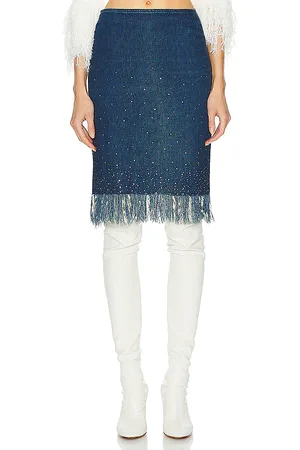SIEDRES Fendi Denim Fringe Skirt in . Size .