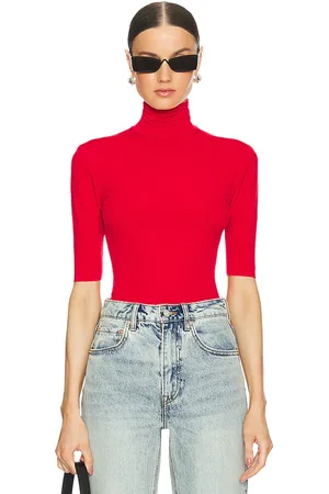 Norma Kamali Slim Fit Short Sleeve Turtleneck Top in . Size XS, XXS.