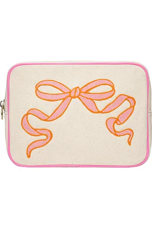 Stoney Clover Lane Hand Embroidered Bow Canvas Large Pouch in .