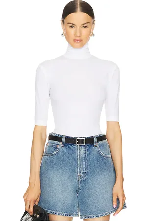 Norma Kamali Slim Fit Short Sleeve Turtleneck Top in . Size M, XL, XS, XXS.