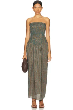 APRÈS Ruched Strapless Maxi Dress in . Size M, XL.