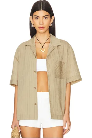 WAO Vertical Stripe Short Sleeve Shirt in . Size L, S.