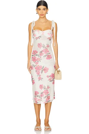 Free People X Intimately FP Printed Got Slam Slip Dress in Ivory,Pink. Size XL.