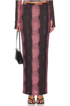 BY.DYLN Maddox Maxi Skirt in Black,Mauve. Size S, XS.