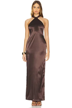 Khanums Satin Halter Maxi Dress in . Size M, S, XL, XS.