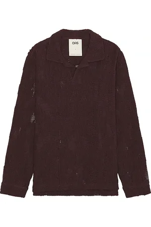 Oas Grot Crochet Long Sleeve Polo in . Size S, XL/1X.