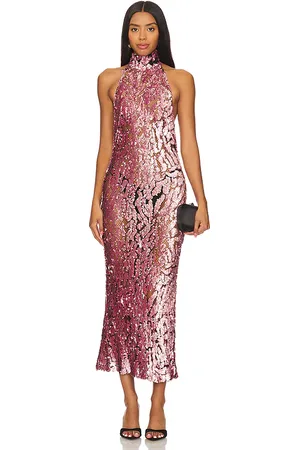LAPOINTE Sequin Halter Open Back Dress in . Size 4, 6.