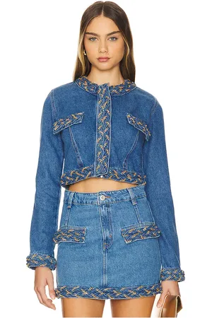 PATBO Braided Denim Cropped Jacket in . Size 4, 6, 8.