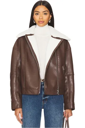 Simkhai Nyx Faux Leather Sherpa Moto Jacket in . Size S.