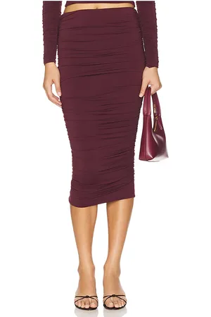 SER.O.YA Darcy Mid Rise Ruched Midi Skirt in . Size M, S, XL, XS.