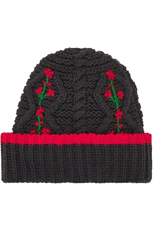 Damson Madder Cable Knit Grandpa Beanie in .