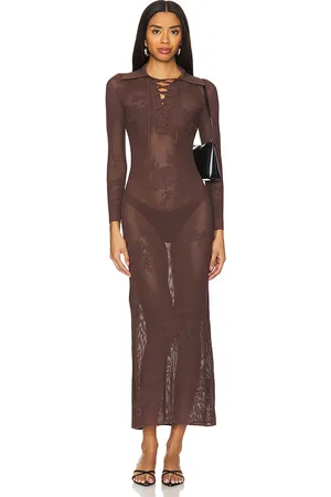 FLEUR DU MAL Lace Pointelle Maxi Dress in . Size S.