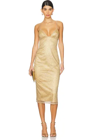 For Love & Lemons Glitter Grid Midi Dress in . Size M, XL.