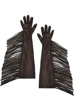 Manokhi Long Fringed Leather Gloves in . Size 7.