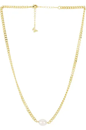 By Adina Eden Pearl Pendant Cuban Chain Necklace in .