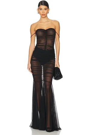 Norma Kamali Strapless Shirred Front Fishtail Gown in . Size M, S, XL.