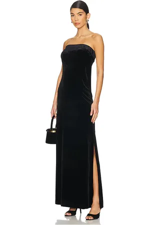 Norma Kamali Strapless Tailored Velvet Side Slit Gown in . Size M, S, XL, XS, XXS.