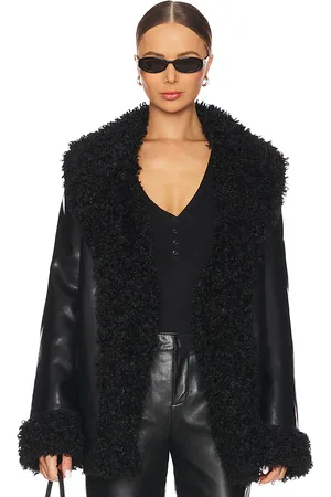 SER.O.YA Roxanne Faux Fur Leather Coat in . Size M, S.