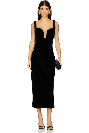 Bardot Brooklyn Velour Midi Dress in . Size 12, 2, 4, 6, 8.