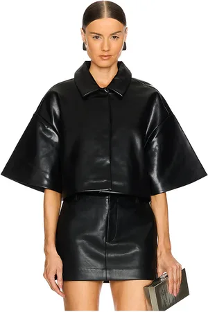 SER.O.YA Adi Faux Leather Cropped Jacket in . Size S.