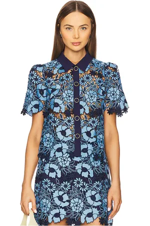 Milly Addison Two Tone Floral Lace Top in . Size P, S.