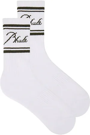 Rhude Striped Script Logo Socks in .