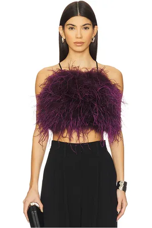 Adrienne Landau Feather Halter Top in . Size M, S.