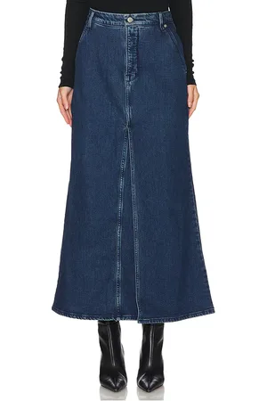 GOOD AMERICAN Fit And Flare Denim Maxi Skirt in . Size 00, 10, 18, 2, 20, 22, 24, 4.