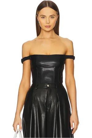 WeWoreWhat Off Shoulder Faux Leather Corset in . Size 10, 2, 4, 8.