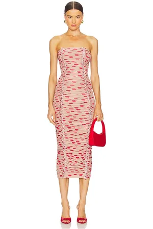 AFRM Yori Midi Dress in Beige,Red. Size S, XXL.
