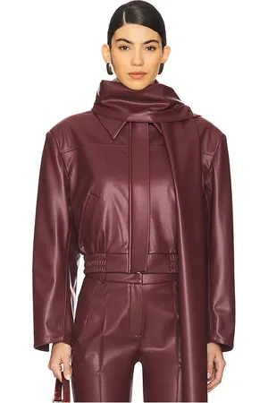SELMACİLEK Leather Scarf Detailed Jacket in . Size M, S, XS.