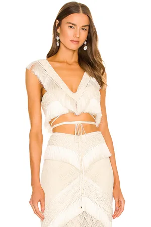 PATBO Fringe Trim Cropped Top in . Size 8.