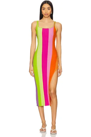 PQ Piper Slit Dress in Green,Pink. Size XS-S.