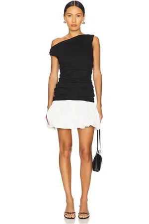 LINE & DOT Wesley Mix Media Mini Dress in Black,White. Size M, S, XL, XS.
