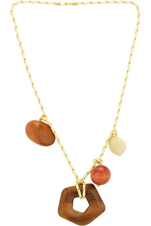 Timeless Pearly Wooden Charms Necklace in .