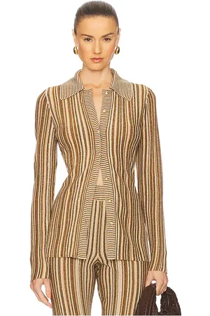 VERONICA BEARD Landon Cardigan in Metallic Neutral,Brown. Size S, XS.