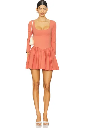Free People X free-est Onda Sleeved Mini Dress In Red Mango in . Size M, S, XS.