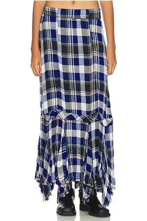 Free People Bordeaux Plaid Maxi Skirt in . Size S.
