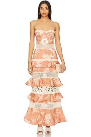 PATBO Artichoke Maxi Dress in Peach,Orange. Size 2, 4.
