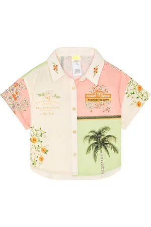 Agua Bendita Kids Clarabelle ÃtÃ© Top in Cream,Green. Size 4, 6.