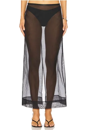 St Agni Sheer Leather Trim Skirt in . Size S.