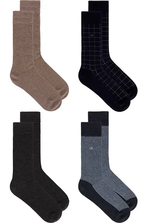 Calvin Klein 4 Pack Textured Flatknit Dress Crew Socks in .