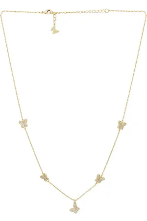 By Adina Eden Pave Multi Butterfly Dangle Necklace in .