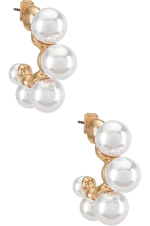 Ettika Large Pearl Mini Hoops in .